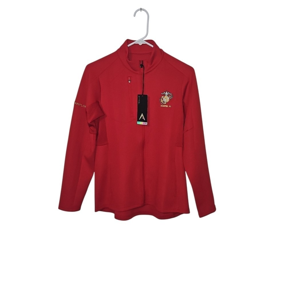 Antigua Jacket Womens M Red USMC Semper Fi Generation Full Zip Performance Logo